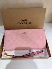 NEW Coach Long Zip Around Wallet In Signature Canvas CW778 Powder Pink picture
