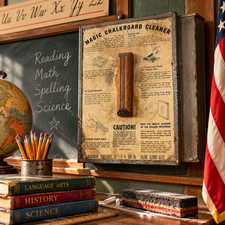 Vintage 1950s Magic Chalkboard Cleaner Blackboard Maintenance Co Schoolhouse picture