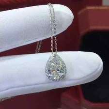 RARE 4.70 Ct Certified Off White Treated Diamond Solitaire Pendant in 925 Silver picture