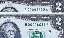 AMAZING,MATCHING SERIAL NUMBER $2 DOLLAR PAIR (2017A BOSTON And ST LOUIS ) UNC picture