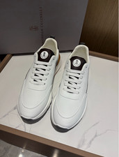 Brunello Cucinelli Men's Leather Sneakers White Brown Low Top Shoes EU42 picture