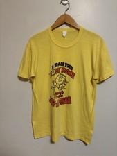 Vintage 1970s Paper Thin Lenders Bagels Race T Shirt Size Large Made In USA picture