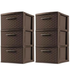 Sterilite 3 Drawer Weave Organizer Versatile Storage Tower, Espresso - 2 Pack picture