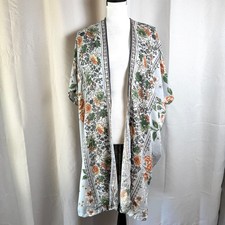 NWT Angie Boutique Large Blue Floral Kimono Duster Resort Festival Swim Cover-Up picture