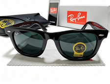Ray-Ban RB2140 Wayfarer Sunglasses Glossy Black Frame Glass Gray Lens 50mm 150mm picture