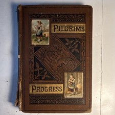 Antique c1870 Pilgrim’s Progress John Bunyan Routledge Victorian Book rough picture