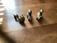 Set of Three Vintage Miniature Solid Brass Squirrel Figurines picture