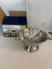RSVP Endurance Stainless Steel Caviar Server With Glass Inner Bowl w/spoon EUC picture