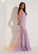 Jasz Couture 7351 Lilac 3D Floral Mermaid Gown Size 8 NWT Sold Out picture