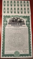 Colombia 1926 Republic Caldas Department 500 Gold Dollars Bond Loan Uncancelled picture
