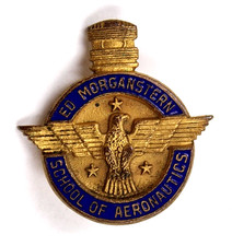 Vintage Ed Morgenstern School of Aeronautics Enamel Lapel Pin Aviation Rare picture