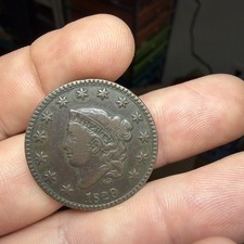 1829 1C Coronet Head VF/XF Problem Free Slight Die Rotation Toner Low Mintage picture