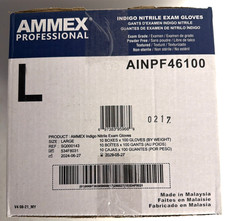 [NEW] (AINPF46100) AMMEX Professional Indigo Nitrile Exam Gloves, Powder-Free, L picture