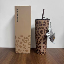 Starbucks 2026 China Retro Leopard Print 845ml Straw Tumbler +Blindbox Straw Cap picture