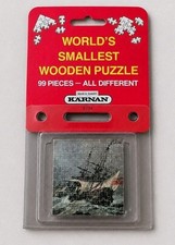 Vintage World’s Smallest Wooden Puzzle Sailboat Ship Karnan 99 Pieces 1980s NIP picture