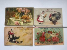 Lot 4 Antique Thanksgiving Postcards Turkey Tuck Embossed 1908-1910s picture