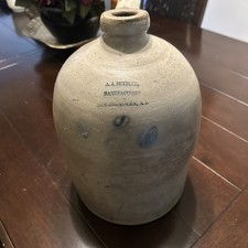 Antique A.J. Buttler New Brunswick NJ Stoneware Jug 2 Gallon Cobalt 1860s picture