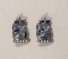 Vintage Chrome ’40’s - ’50’s Plymouth Mayflower Ship Emblem/Badge - Pair picture