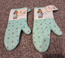 NOS Vintage 1991 Precious Moments Pot Holders Oven Mits 2 Lot Samuel J Butcher picture