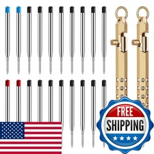 Origin-Joy 2 Pack Bolt Action Pen Set Solid Brass EDC Tactical Pen 20 Refills picture