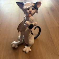 A Breed Apart Black White Cat Figurine Licking Paw Country Artists With Tag picture