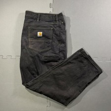 Carhartt Loose Fit Utility Work Pants Mens 42x30 Charcoal Washed Black Baggy picture