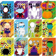 48PCS Halloween Make-a-face Stickers Halloween Characters Stickers for Kids | Ma picture