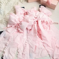 6 Pcs Sweet Tattered Large Pale Pink Bow 14 x 7 Inch Decorative Wrinkled Rag ... picture