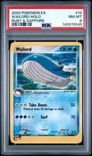 Pokemon 2003 EX Ruby & Sapphire Wailord Holo Rare 14/109 English PSA 8 picture