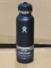HYDRO FLASK-STANDARD MOUTH WITH FLEX STRAW CAP WATER BOTTLE-BLACK 621 ML/21 OZ picture