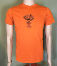 Vintage (1980s) INDIAN Head Native American tribesman Indie orange T-SHIRT | Med picture