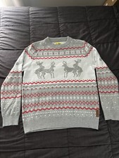 Tipsy Elves Ugly Christmas Sweater Men's Large Grey White Red Naughty picture