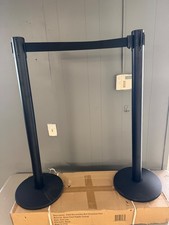 2 Pack Crowd Control Stanchions 11FT Retractable Belt Crowd Barrier Posts picture