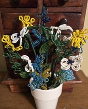 Vintage Handmade French Everlasting Beaded Flowers 11 stems picture