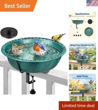 Elegant Solar-Powered Deck Mounted Bird Bath with Fountain - Green, 1.45 Gallons picture