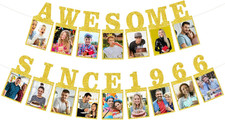 Pre-Strung Awesome since 1966 Photo Banner Birthday Decorations picture