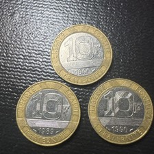1989 and 1990 France 3x - 10 Francs coins  Circulated  picture