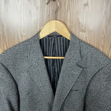 Kroon Sport Coat Mens 42S Gray Black Houndstooth 100% Camel Hair Double Vented picture