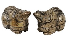 Pair of Cambodian Silver Frog Betel Boxes picture