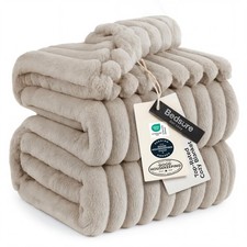 Bedsure King Size Blanket Chunky Corduroy Beige 108