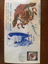 1958 Naha Ryukyu First Day Cover FDC New Year Stamp Bingata Lion picture