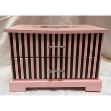 Vintage Juicy Couture Jewelry Box Pink Black Stripe Love G&P Y2K Rare picture