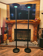 2 Vintage 300 Watt Halogen Torchiere UFO Floor Lamps Matching Great Condition picture