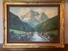 Giuseppe Bonacina  - Original Oil - Woman Crossing Water - RARE (Italian 1955) picture