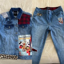 New Desigual Disney Mickey Mouse Denim Jacket M And Jean size 36 Girls Set picture