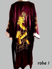 ORIENTAL REVERSIBLE KIMONO ROBE  SET W/ BEAUTIFUL EMBROIDERY- full length unisex picture