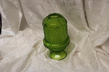 Vintage Viking Green Diamond Point Glass Fairy Lamp picture