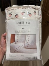 Vintage 2001 Target Full Sheet Set Rose Embroidery 100% Cotton 200 TC New picture