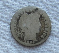 1894-O Barber Silver Dime Rare Key Date New Orleans Worn Cleaned Hole Filler picture