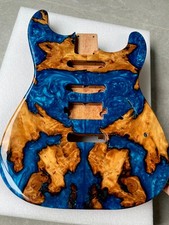 5A Handmade Guitar Body Blue Resin Mahogany Wood Burl Wood Grain Artistic Finish picture